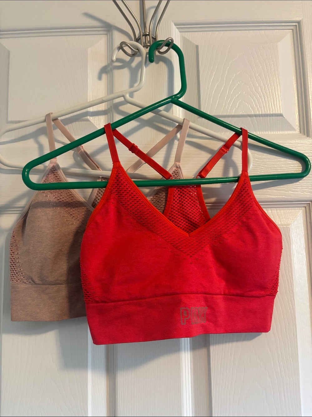 PINK Victoria's Secret Seamless V-Neck Bralette bundle - Red & Peach